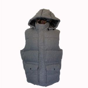 Old Navy vest Grey, black, button and zipper, 3 pocketed, detachable hood,